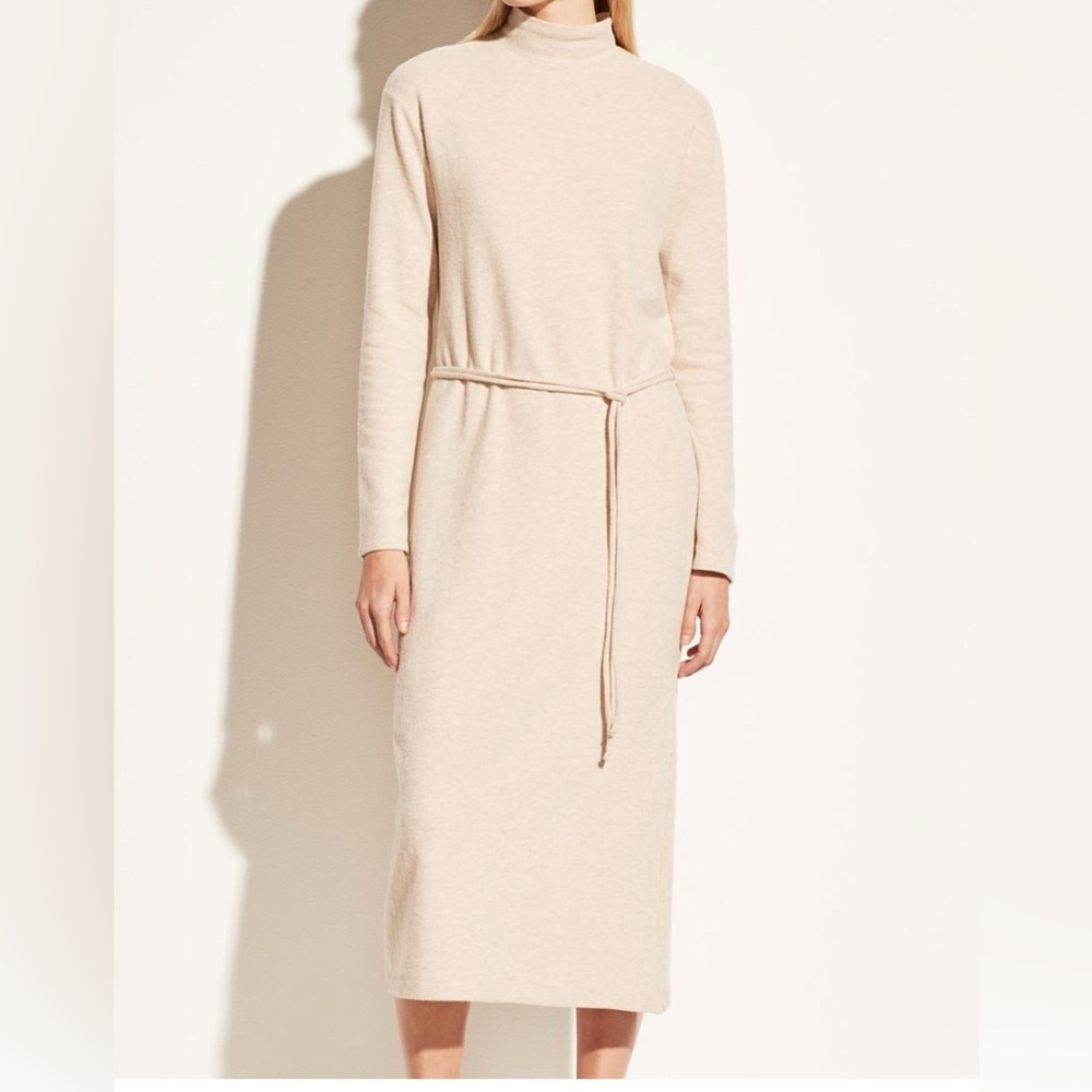 NWT Vince Long Sleeve Turtleneck Midi Dress Marzipan Sz M